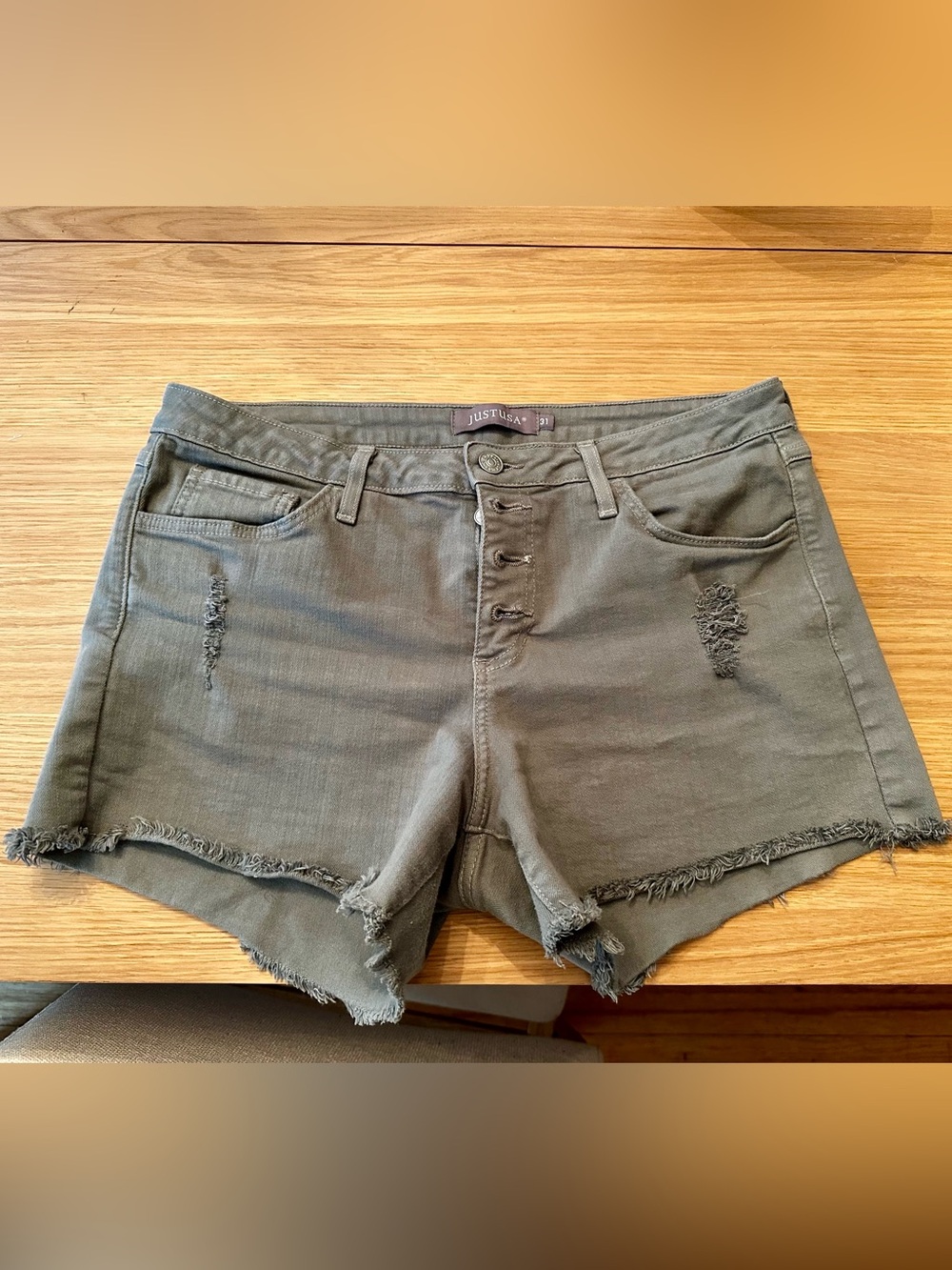 Distressed High-Rise Denim Shorts
